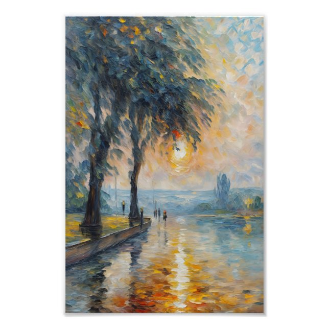 Serene Sunset by Water Impressionist Landscape Art Photo Print (Front)
