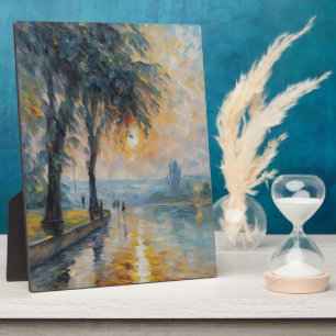 Serene Sunset by Water Impressionist Landscape Art Plaque