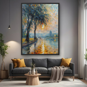 Serene Sunset by Water Impressionist Landscape Art Poster