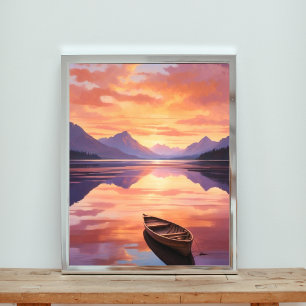 Serene Sunset Canoe Ride Photo Print
