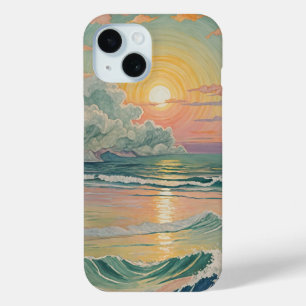 Serene Sunset on the Waves iPhone 15 Case
