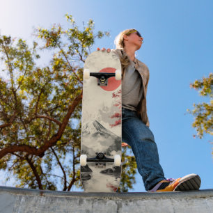 Serene Sunset Over Mount Fuji Skateboard