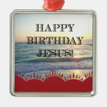 Serene Sunset Over Ocean Happy Birthday Jesus