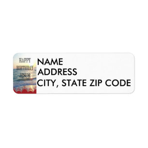 Serene Sunset Over Ocean Happy Birthday Jesus Return Address Label