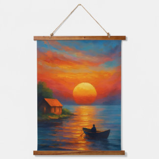 Serene Sunset Over the Lake – Topped Wall Tapestry