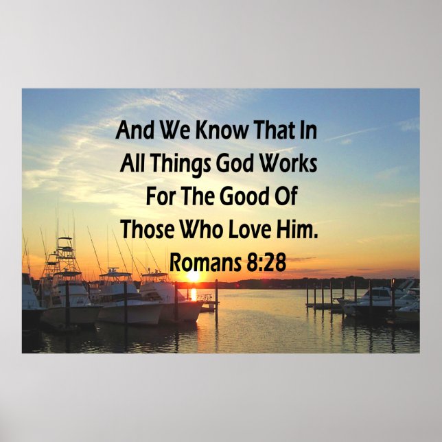 SERENE SUNSET ROMANS 8:28 BIBLE VERSE POSTER (Front)