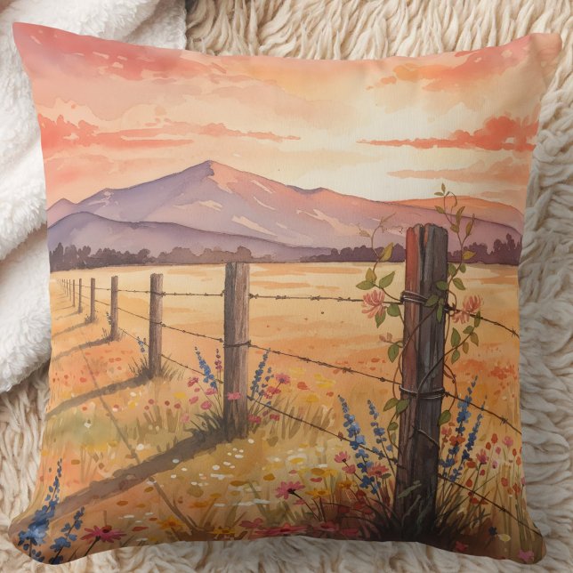 Serene Sunset Wildflower Field Cushion (Creator Uploaded)