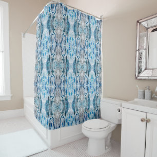 Serene symmetric ice blue L-size abstract pattern Shower Curtain
