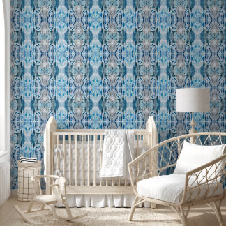 Serene symmetric ice blue L-size abstract pattern Wallpaper