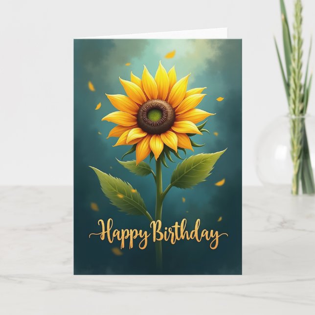 Serene Teal Birthday Card (Front)