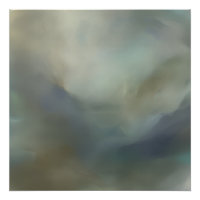 Serene Teal Blue Abstract Waves Ethereal Landscape