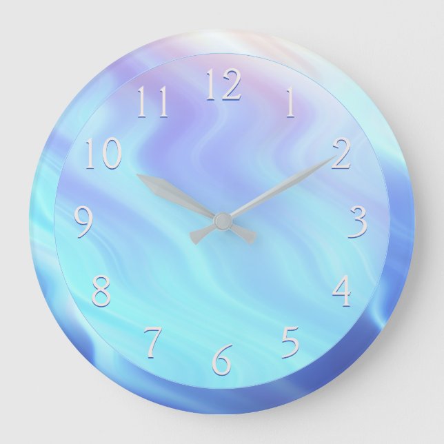 Serene Teal Lavender Rose Large Clock (Front)