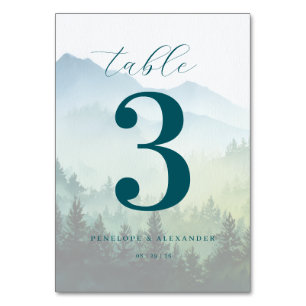 Serene Teal Nature Landscape Table Number