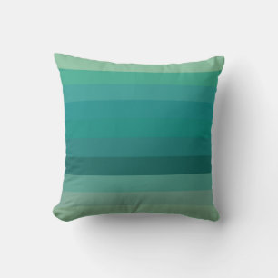 Serene Teal Ombré Horizontal Stripes Cushion