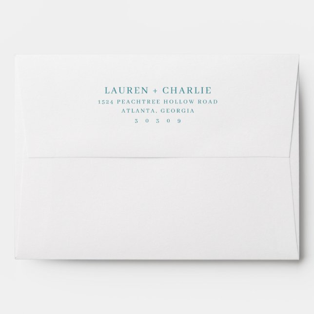 Serene Teal Typographic Minimalist Envelope (Back (Top Flap))