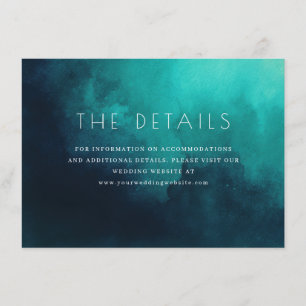 Serene Teal Watercolor Wedding Details Card