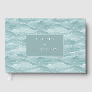 Serene Teal Wave Motions Guest Book