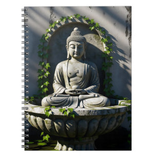 Serene Tranquil Buddha Fountain Notebook