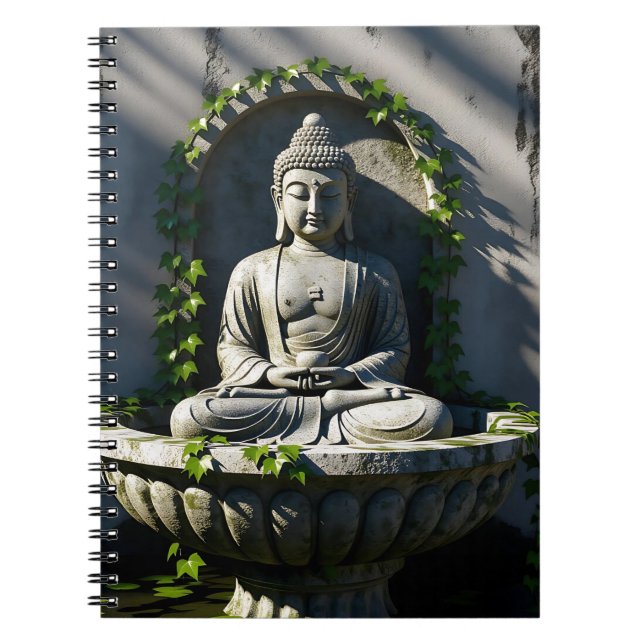 Serene Tranquil Buddha Fountain  Notebook (Front)