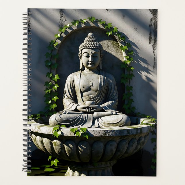 Serene Tranquil Buddha Fountain  Planner (Front)