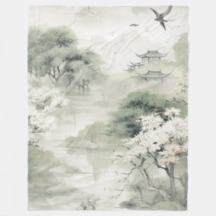 Serene Tranquillity Japanese theme Fleece Blanket