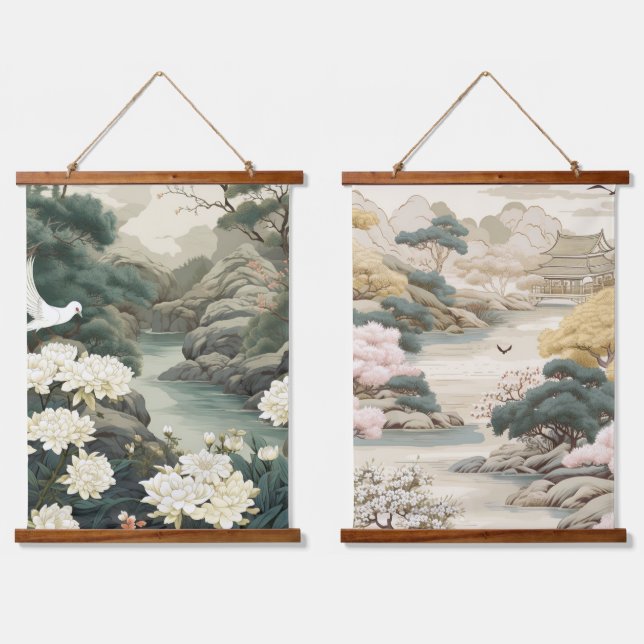 Serene Tranquillity Japanese theme Hanging Tapestry (Double)
