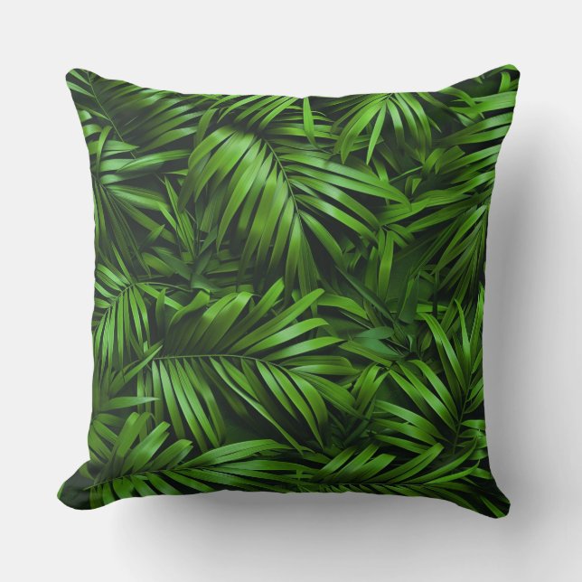 Serene Tropical Leaf Background Cushion (Front)