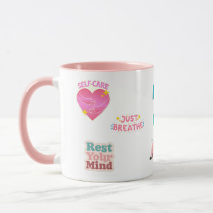  SERENE TWO-TONE ACCENT PINK WHITE WRAP-AROUND MUG
