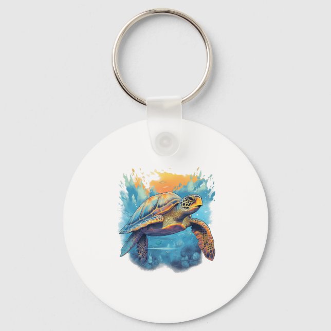 Serene Underwater Turtle Copy Key Ring (Front)