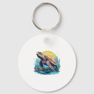 Serene Underwater Turtle Key Ring