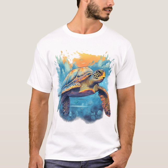 Serene Underwater Turtle  T-Shirt (Front)