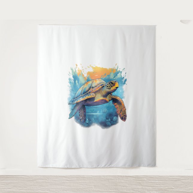 Serene Underwater Turtle  Tapestry (Front)