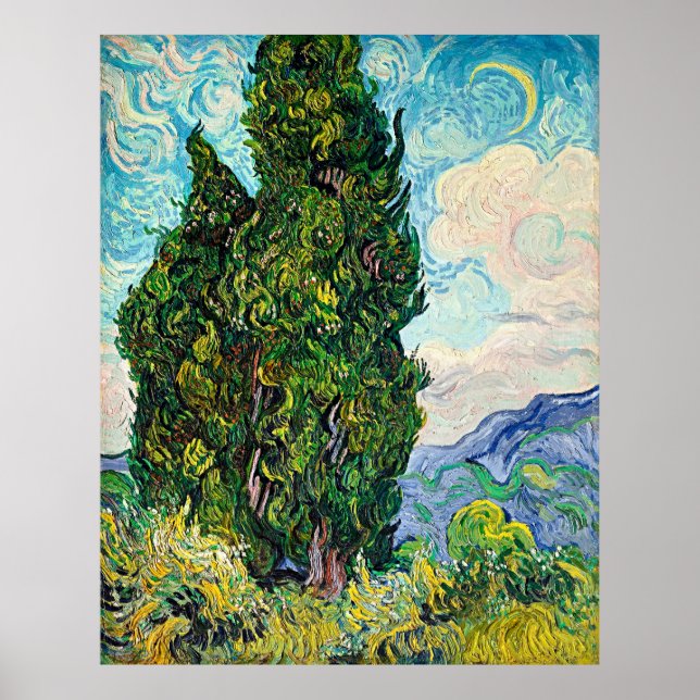 Serene Van Gogh Cypress Poster – A Timeless Escape (Front)