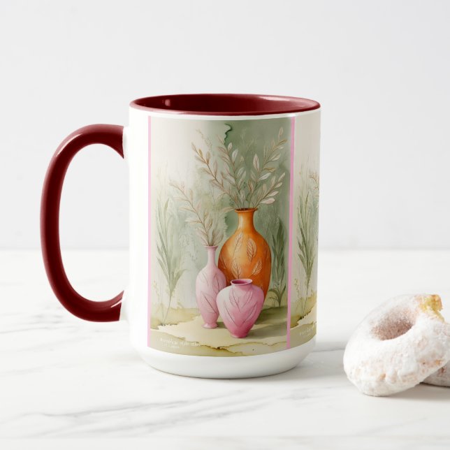 Serene Vessels | Orange & Pink Art Mug (With Donut)