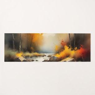 Serene vibrant Autumn river landscape painting Yoga Mat