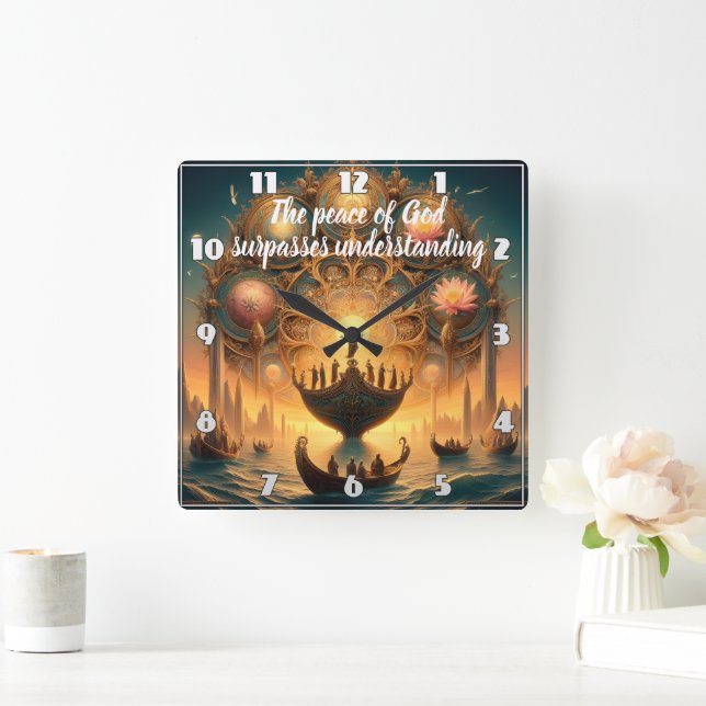 Serene Voyage: Boat Drifting on Water Square Wall Clock (Home)