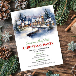 Serene watercolor Christmas scene festive city   Invitation