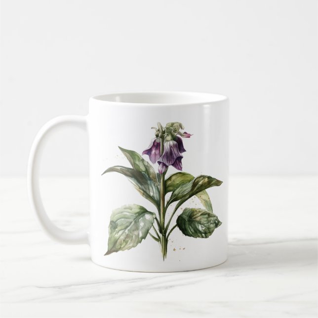 Serene Watercolor Comfrey  Coffee Mug (Left)