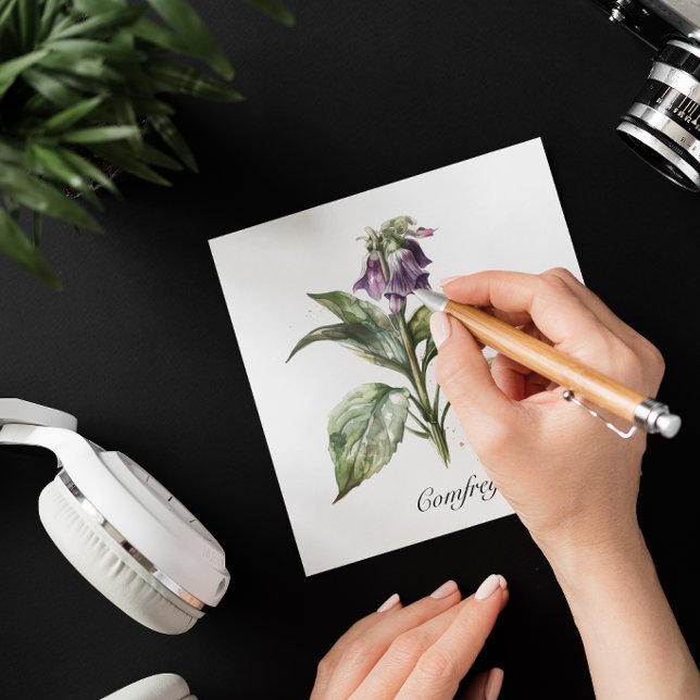 Serene Watercolor Comfrey, custom Holiday Card (Creator Uploaded)