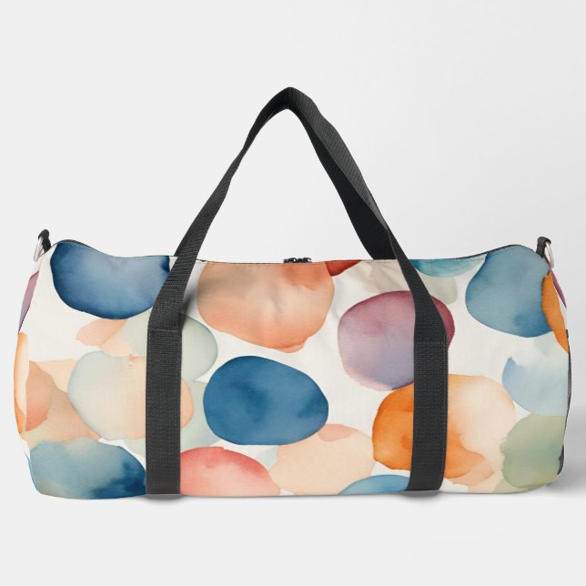 Serene Watercolor Dots Duffle Bag (Front)