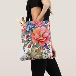 Serene Watercolor Floral Pattern Design Tote Bag