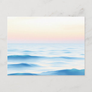 Serene Watercolor Ocean with Gentle Waves Postcard
