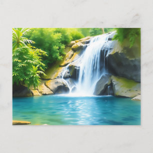 Serene Waterfall Cascading Postcard