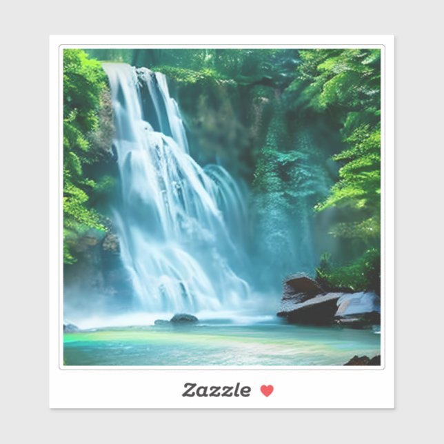 Serene Waterfall in Pale Blue and Green  (Sheet)