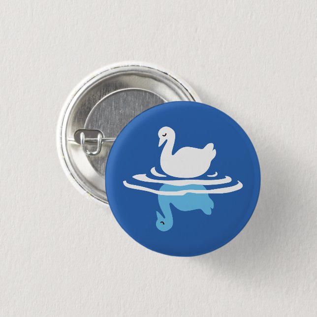 Serene Waters - Playful Swan Lake Pattern Design 3 Cm Round Badge (Front & Back)