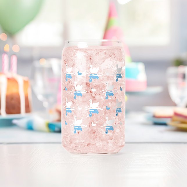 Serene Waters - Playful Swan Lake Pattern Design Can Glass (Insitu (Birthday))