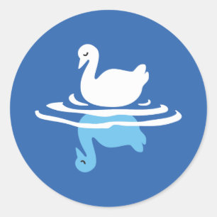 Serene Waters - Playful Swan Lake Pattern Design Classic Round Sticker