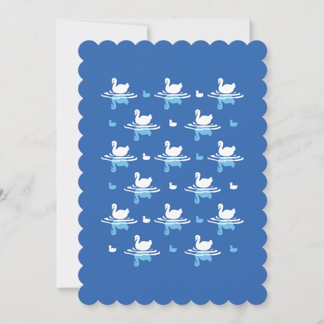 Serene Waters - Playful Swan Lake Pattern Design H Holiday Card (Front)