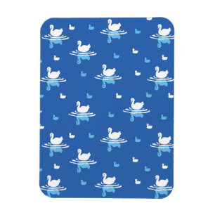Serene Waters - Playful Swan Lake Pattern Design Magnet