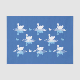 Serene Waters - Playful Swan Lake Pattern Design Tissue Paper